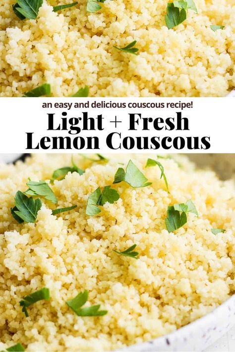 Lemon Couscous - a light, bright and delicious lemon couscous recipe that is the perfect side dish for any meal! #lemoncouscous #lemoncouscousrecipe #lemoncouscoussalad #lemoncouscousrecipes Simple Couscous Recipes, Lemon Couscous, Pearl Couscous Recipes, Couscous Salad Recipes, Couscous Recipe, Easy Mediterranean Diet, Pasta Side Dishes, Easy Mediterranean Diet Recipes, Couscous Recipes