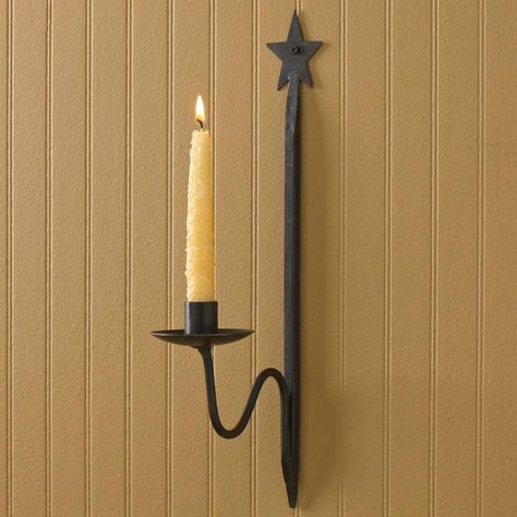 Single Star Iron Sconce Kitchen Witch Decor, Shabby Chic Lighting, Primitive Bathrooms, Iron Wall Sconces, Wall Candle, Star Candle, Park Designs, Selling Candles, Wall Candle Holders