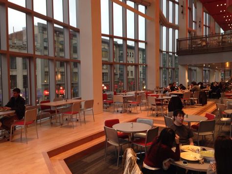 Berklee College of Music 160 Massachusetts Avenue Cafeteria. Berklee College Of Music Boston, Berklee Aesthetic, Berklee College Of Music Aesthetic, Cafeteria College, Boston Conservatory, Boston Autumn, College Cafeteria, Canterwood Crest, University Cafeteria