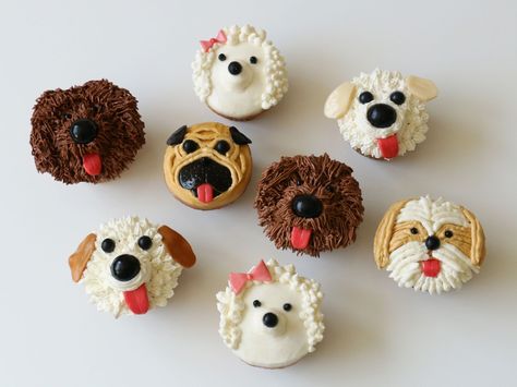 Go Mutts for Pupcakes! : These adorable doggie doppelgangers are created with just a few simple ingredients. All you need is a dozen of your favorite cupcakes, a batch of white buttercream, some easy-to-find candies and a few decorating tools. Follow these simple steps to create shaggy dogs, pugs, shih tzus and more. Puppy Dog Cupcakes, Puppy Cupcakes, Cupcake Piping, Dog Cupcakes, Children Activities, Animal Cupcakes, Diy Cupcakes, Dog Cakes, Puppy Birthday