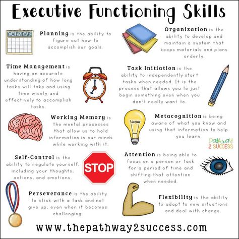 Executive functioning skills explained for educators, parents, and more. Skills like attention, organization, planning, time management, self-control, and more are critical to the success for kids and young adults! #executivefunctioning #teens #studyskills #pathway2success Planning School, Executive Functioning Skills, Learning Tips, School Social Work, Working Memory, Vie Motivation, Executive Functioning, School Psychology, Study Skills