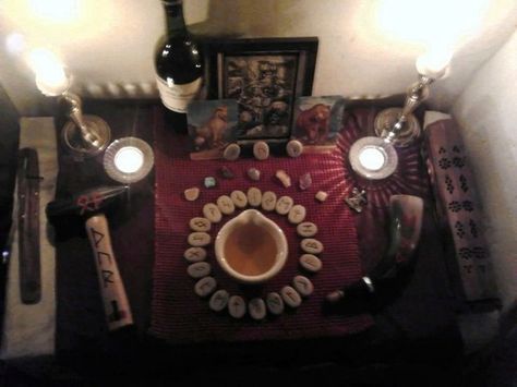 Norse God Altar, Norse Altar Inspiration, Heathenry Altar, Norse Paganism Altar, Norse Pagan Alter, Odin Altar Ideas, Norse Altar Ideas, Lokean Altar, Heathen Altar