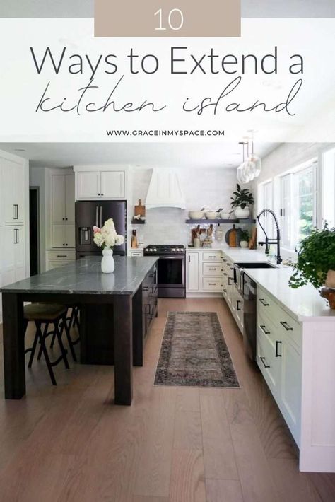 Diy Kitchen Island Extension, Kitchen Extension With Island, Kitchen Island Extension, Kitchen Island With Legs, Island Extension, Kitchen Island Top, Kitchen With Long Island, Kitchen Island Tops, Long Kitchen