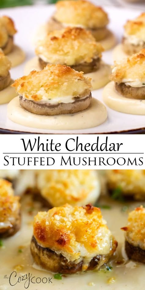 White Cheddar Stuffed Mushrooms, Longhorn Restaurant, White Cheddar Sauce, Copycat Longhorn, Cheddar Sauce, Easy Make Ahead Appetizers, Make Ahead Appetizers, Fast Dinner, Best Appetizer Recipes