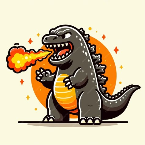 Premium Godzilla Images, Cartoon Godzilla, Shin Godzilla Art, Godzilla Illustration, Godzilla Cute, Chibi Godzilla, Godzilla Cartoon, Godzilla Drawing, Cute Godzilla