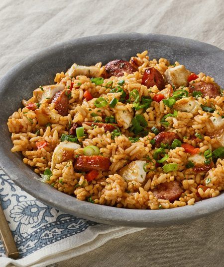 Tony’s Chicken and Sausage Jambalaya - Tony Chachere's Easy Gumbo, Chicken Jambalaya, Chicken And Sausage Jambalaya, Sausage Jambalaya, Easy College Meals, Smoked Sausage Recipes, Jambalaya Recipe, Mardi Gras Food, Louisiana Recipes