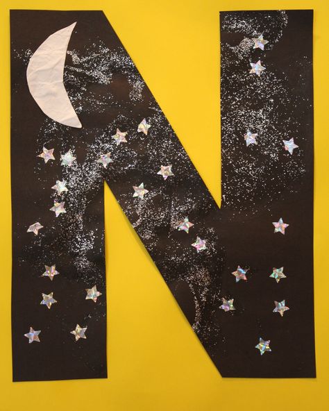 N Is For Night, Letter N Activities, Preschool Letter Crafts, Abc Crafts, The Letter N, Alphabet Letter Crafts, Letter Recognition Activities, Alfabet Letters, Alphabet Crafts