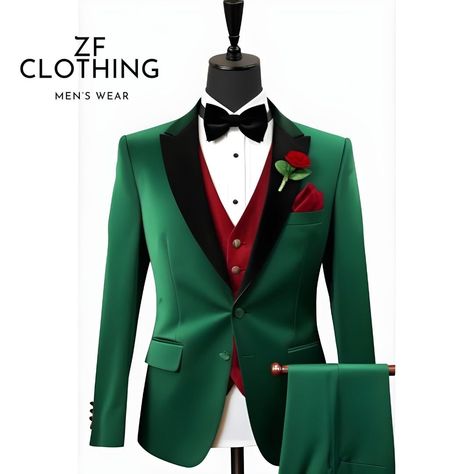 Christmas Suits For Men, Coat Suit For Men, Green Suit Men, Designer Tuxedo, Suits Formal, Christmas Suit, Prom Inspiration, Suits Wedding, Slim Suit