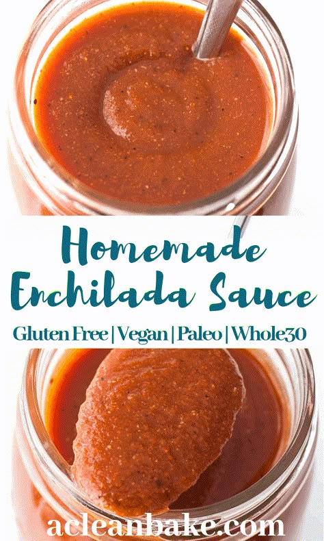 Homemade enchilada sauce comes together in about 30 minutes in one pan, or in the slow cooker with 5 minutes or less of work. Just add a few clean, gluten free, vegan, and paleo ingredients, and stir to make your own Whole30 and gluten free enchilada sauce! #glutenfreerecipe #enchiladasauce #enchiladas #homemadeenchilada sauce #veganenchiladas #paleoenchiladas #glutenfreeenchiladas #homemadeenchiladasauce #vegansauce #veganrecipes #paleosauce #condiments #whole30sauce #whole30recipes Gluten Free Enchilada Sauce, Homemade Enchilada Sauce Recipe, Enchilada Sauce Easy, Gluten Free Enchiladas, Paleo Condiments, Vegan Enchiladas, Recipes With Enchilada Sauce, Homemade Enchilada Sauce, Homemade Enchiladas