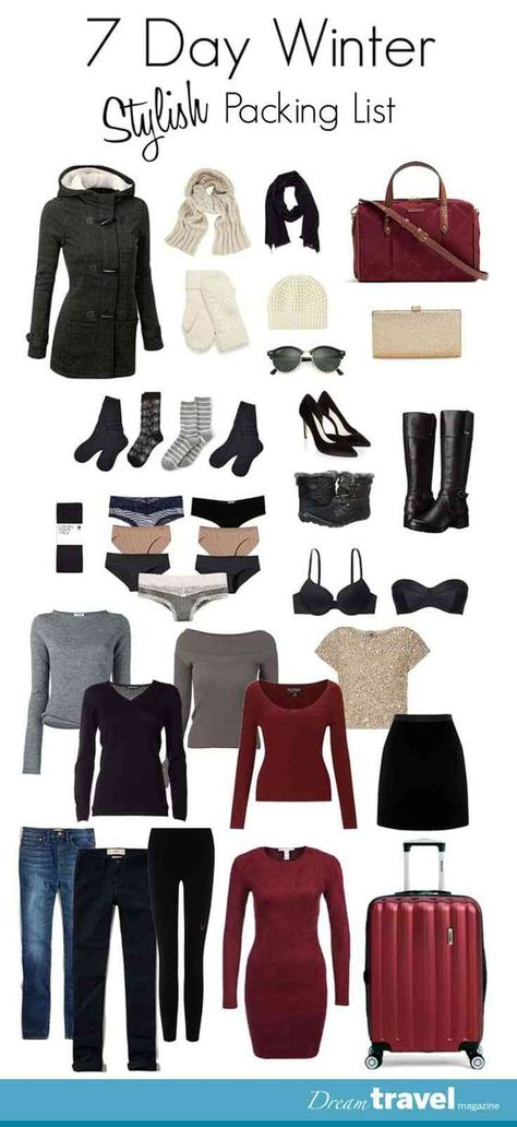 Packing during the winter can be a challenge, but we put together a Dream Travel Stylish winter packing list for a 7 day trip itinerary. Paris Capsule Wardrobe, Travel Outfit Winter, Spain Winter, Winter Packing List, Winter Mode Outfits, Winter Travel Outfit, Winter Packing, Travel Winter, Stylish Winter Outfits