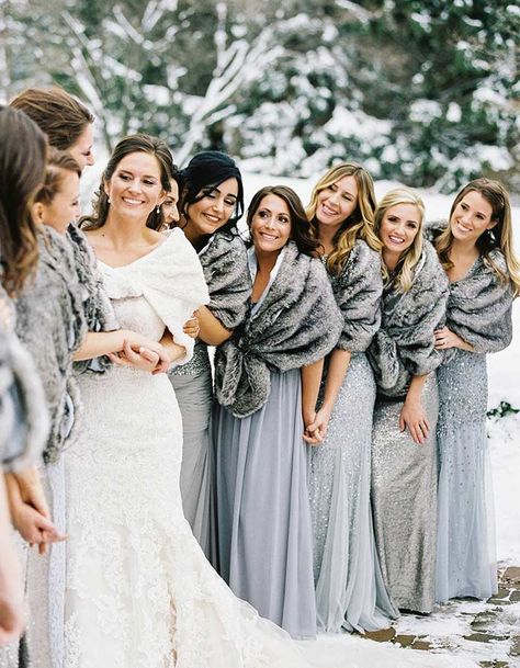 Keep your guests nice and toasty with these fun ways to warm up your cold weather wedding, like these gorgeous fur shalls! How To Dress For A Wedding, Fun Wedding Decor, Boda Diy, Winter Wedding Colors, Winter Wedding Decorations, Wedding Fans, Winter Wedding Inspiration, Winter Wonderland Wedding, Wedding Winter