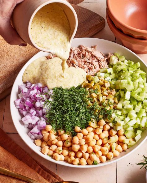 Tuna Chickpea Salad, Tuna Chickpea, Chickpea Tuna Salad, Chickpea Tuna, Whole Food Meals, Bowls Recipes, Tuna Salad Pasta, Healthy Bowls Recipes, Chickpea Salad Recipes