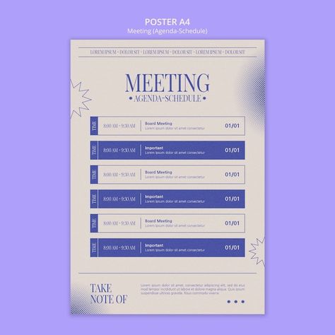 Free PSD flat design meeting template | Free Psd #Freepik #freepsd #meeting-invitation #office-poster #flat-poster #design-poster Event Schedule Design, Flat Design Poster, Canva Templates Free, Event Agenda, Agenda Design, Schedule Board, Discovery Day, Green Economy, Meeting Template