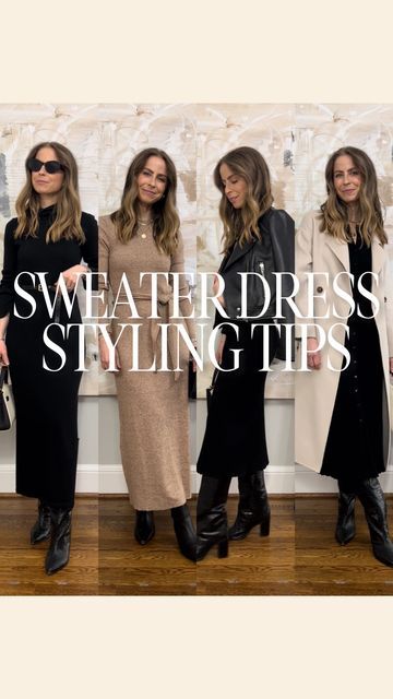 Maxi Sweater Dress Outfit, Turtleneck Sweater Dress Outfit, Pink Sweater Men, Turtle Neck Dress Outfit, Ribbed Dress Outfit, Sweater Dress Outfit Ideas, Long Sweater Dresses, Ugly Christmas Outfit, Black Sweater Dress Outfit