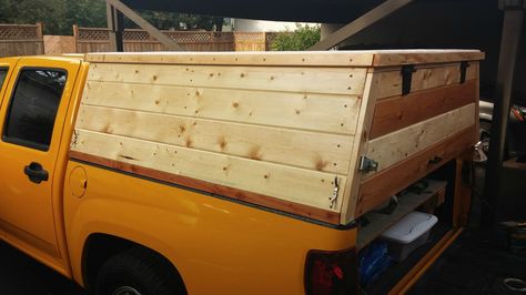 My first major wood project. Truck camper. Diy Truck Topper, Carpentry Hacks, Truck Bed Toppers, Truck Restoration, Truck Bed Trailer, Truck Shells, Truck Topper, Truck Camper Shells, Truck Canopy