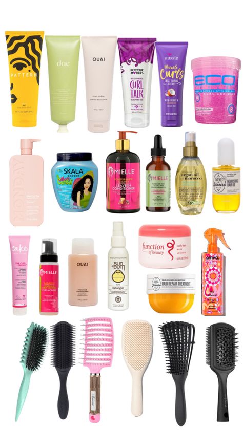 Stuff For Curly Hair Products, Curly Hairstyles Products, 3c Hair Products, Pattern Hair Products, Good Curly Hair Products, Hair Care For Wavy Hair, Curly Hair Essentials, Curly Hair Needs, Curly Hair Tools