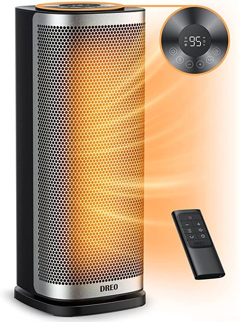 Dreo Space Heater, 1800W 3-Mode 3-Speed, Thermostat, Remote Control, 12H Timer, 70° Oscillation, Low Energy ECO Mode, Tip-Over and Overheat Protection, Electric Silent Ceramic Heater for Home Office Best Space Heater, Room Heater, Sala Grande, Space Heaters, Digital Thermostat, Ceramic Heater, Cold Room, Portable Heater, Electric Heater