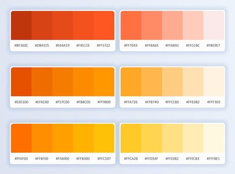 Set of yellow and orange pantone color p... | Premium Vector #Freepik #vector Light Orange Color Palette, Yellow Pantone Colour Palettes, Yellow And Orange Color Palette, Yellow Orange Color Palette, Yellow Colour Palette, Orange Color Palette, Orange Pantone, Pantone Orange, Orange Color Combinations