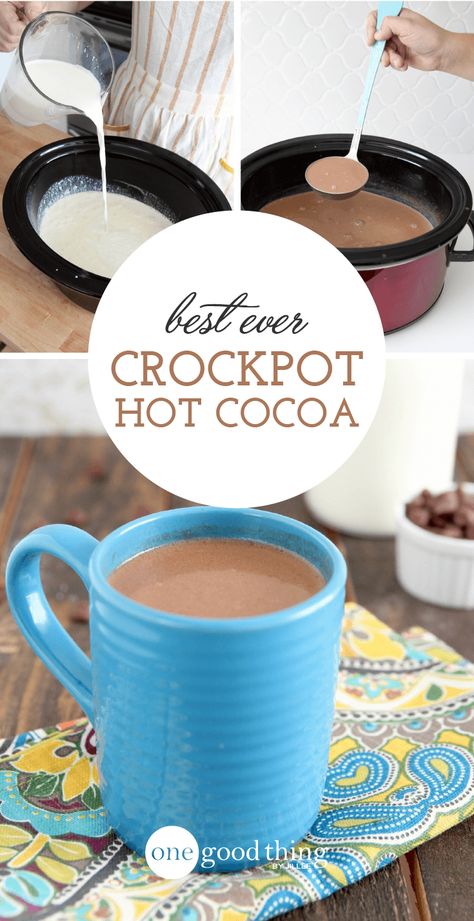 Best Ever Creamy Crockpot Cocoa Crockpot Hot Cocoa, Crock Pot Hot Chocolate Recipe, Crockpot Hot Chocolate, Hot Cocoa Recipe, Cocoa Recipes, Hot Chocolate Bar, Hot Chocolate Bars, Chocolate Caliente, Cocoa Bar