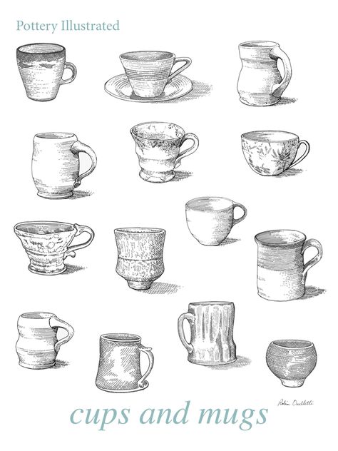 Mug Drawing Ideas, Pottery Drawing, Ceramic Tips, Pottery Tutorials, Pottery Making Illustrated, Clay Vases, Mug Drawing, Beginner Pottery, Pinch Pot