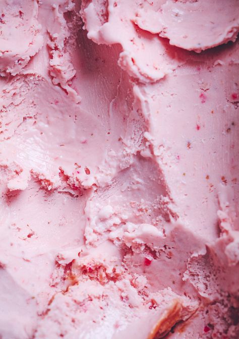 Easy No-Churn Balsamic Strawberry Ice Cream - Call Me Cupcake Pink Ice Cream Aesthetic, Strawberry Texture, Linda Lomelino, Call Me Cupcake, Ice Cream Wallpaper, Boy Smells, Pink Sweets, Easy Ice Cream Recipe, Pink Ice Cream