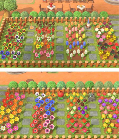 Acnh Flower Breeding Garden Ideas, Animal Crossing Flower Garden, Flower Garden Layouts, Rosen Beet, Small Flower Gardens, Flower Bed Designs, Animal Crossing Guide, Easy Animals, Animal Crossing Wild World