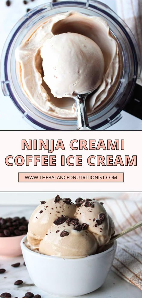 Try my ninja creami coffee ice cream recipe for the ultimate frozen treat. This couldn't be easier to make and only requires 4 ingredients! Use up that leftover instant coffee and create the most delicious homemade coffee ice cream. Healthy Coffee Ice Cream, Ninja Creami Coffee, Homemade Coffee Ice Cream, Ice Cream Ninja Creami, Ice Cream Maker Recipes Healthy, Thermomix Healthy, Ninja Ice Cream Recipe, Coffee Ice Cream Recipe, Coffee Homemade