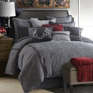 Loon Peak Annis Comforter Set | Wayfair Rustic Bedding Sets, Chic Bedding Sets, Lodge Bedding, Modern Lodge, Black Forest Decor, Chic Bedding, Full Bedding Sets, Luxury Bedding Set, Rustic Bedding