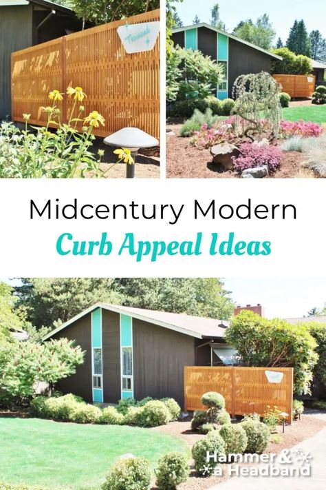 Midcentury Landscaping Curb Appeal, Mid Century Landscaping Front Yard, Mid Century Modern Landscape Front Yard, Small Yard Curb Appeal, Mid Century Modern Curb Appeal, Midcentury Landscaping, Mid Century Modern Backyard, Mid Century Modern Landscaping, Mid Century Landscaping