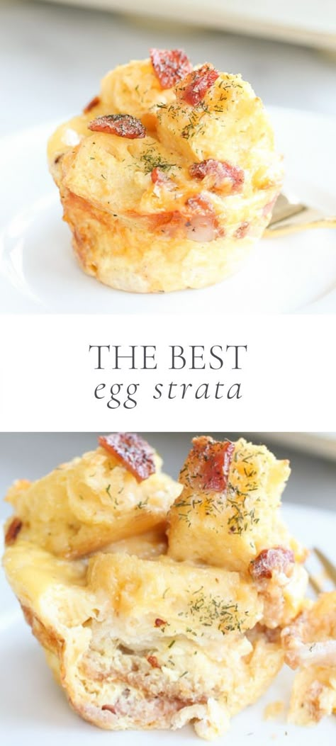 Basic Deviled Eggs Recipe, Egg Strata, Strata Recipes Breakfast, Strata Recipe, Egg Casseroles, Strata Recipes, Elegant Brunch, Breakfast Strata, Mini Breakfast