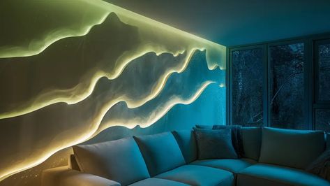 27 Best Accent Walls Ideas [2024 Edition] – Creative & Inspiring Backlit Accent Wall, Accent Wall With Led Lights, Light Feature Wall, Led Accent Wall, Accent Wall Lighting, Accent Walls Ideas, Backlit Wall, Walls Ideas, Stone Accent Walls