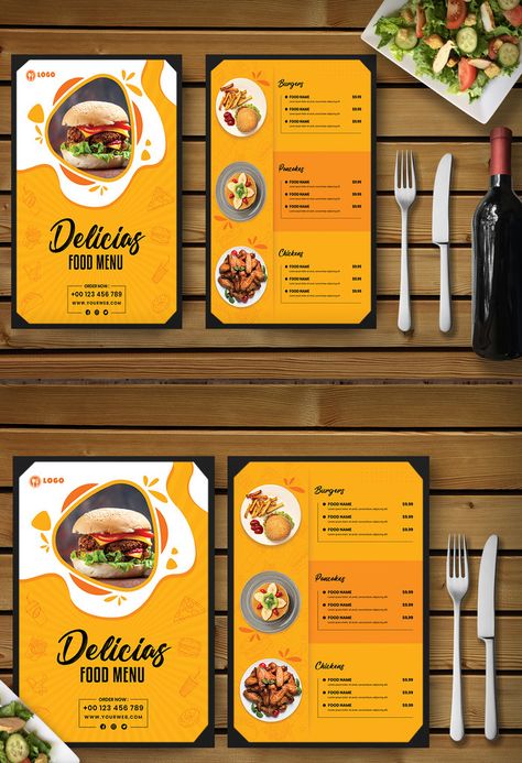 Creative And Attractive Food Menu Or Restaurant Flyer Design#pikbest#Templates#Others#Others Menu Design Ideas Templates, Restaurant Flyer Design, Resturant Menu, Menu Engineering, Drink Menu Design, Restaurant Advertising, Menu Card Design, Restaurant Poster, Graphic Design School