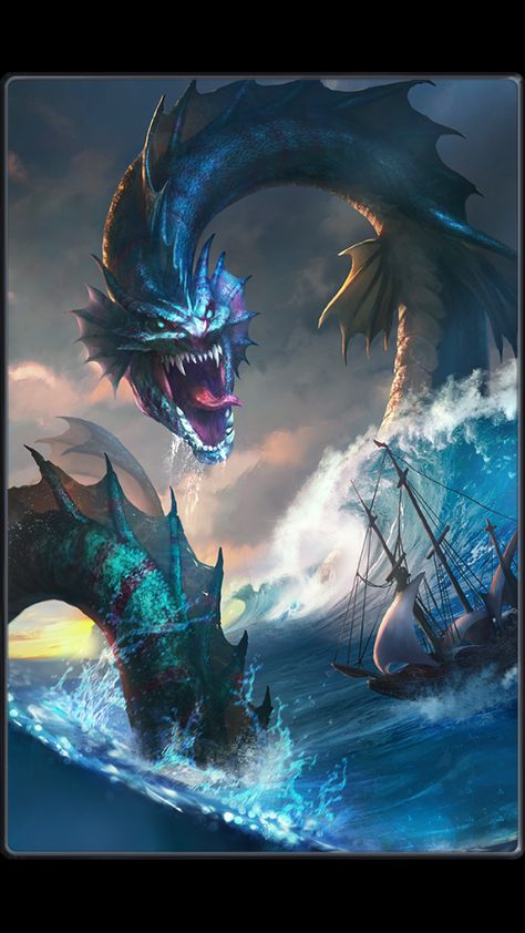 Sea Monster Art, Dragon Artwork Fantasy, Creature Artwork, Sea Monster, Sea Dragon, Dragon Pictures, Dragon Artwork, Creatures Art, Mythical Creatures Art