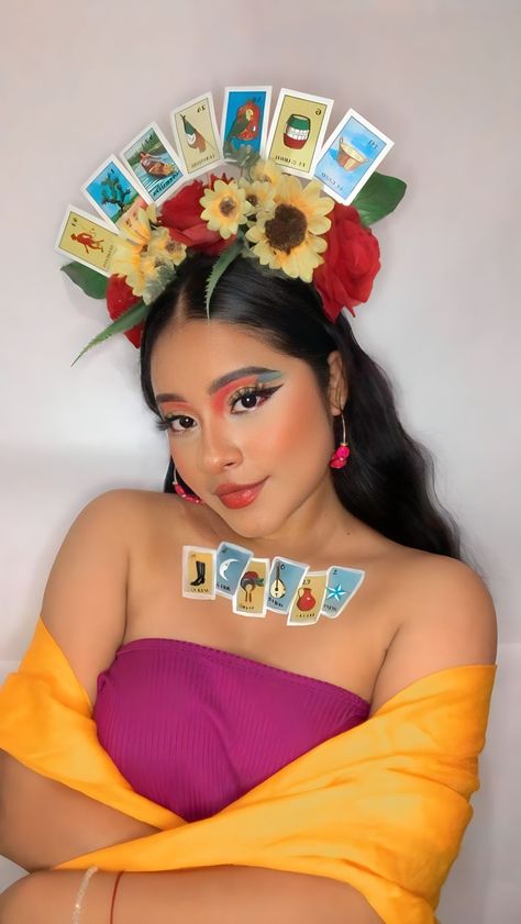 Spirit Days For School, La Loteria Costume Ideas, Loteria Costumes Ideas, Loteria Birthday Party, 16 De Septiembre Outfit Ideas, Mexicana Aesthetic, Mexican Arts And Crafts, Loteria Party, Mexico Dress