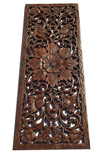 Large Carved Wood Wall Panel Floral Wood Carved Wall Decor Size 355x135x05 Asiana Home Decor Brown ** Click image to review more details. Carved Wood Wall Panels, Carved Wall Panel, Carved Wood Panel, Carved Wood Wall Decor, Wood Panel Wall Decor, Carved Wall Decor, Wall Decor Amazon, Home Decor Brown, Carved Wall Art