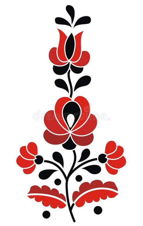 Hungarian Tattoo, Folk Motif, Hungarian Folk Art, Hungarian Embroidery, Folk Art Flowers, Redwork Embroidery, Scandinavian Folk Art, Pola Sulam, Learn Embroidery