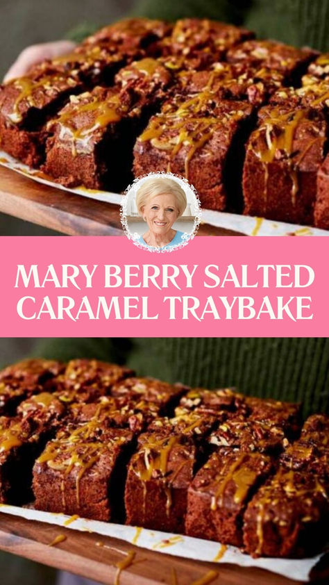 Mary Berry Salted Caramel Traybake Gbbo Recipes Desserts, Christmas Traybake Ideas, Special Occasion Recipes Dinner, English Baking Recipes, Special Occasion Desserts, Tray Bakes Desserts, Christmas Tray Bakes, Mary Berry Meringue, Mary Berry Tray Bakes