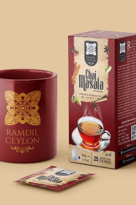 Box design Indian Tea Branding, Chai Packaging Design, Masala Box Design, Chai Packaging, Masala Packaging Design, Tea Box Design, Tea Images, Arabic Tea, Chai Masala