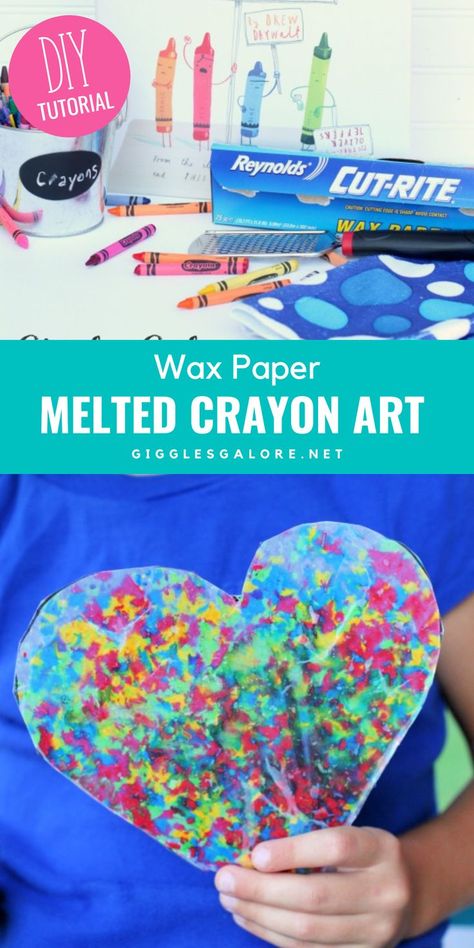 Melt Crayon Art, Things To Do With Crayons, Crafts With Wax Paper, Waxed Paper Crafts, Crayon Projects, Crayon Shaving Art, Confetti Crafts, Wax Paper And Crayon Crafts, Crafts With Crayons