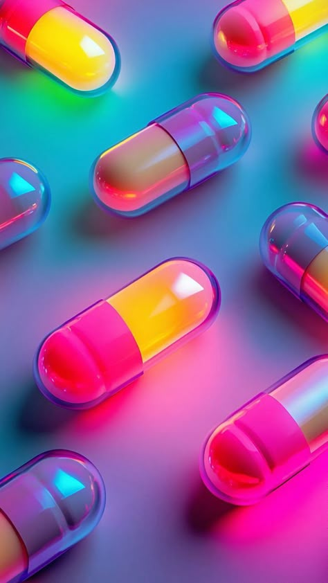 Pills Wallpaper, Aura Colors Aesthetic Wallpaper, Aura Colors Aesthetic, Pill Art, Pharmacy Art, Wallpaper Wa, 3d Type, Neon Backgrounds, Android Wallpaper Vintage