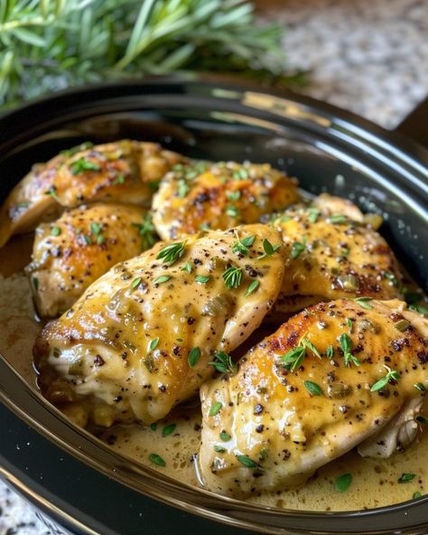 My French friend showed me this recipe, and it's been a hit every since! French Mustard Chicken, Cooktop Cove, French Mustard, Mustard Chicken Recipes, Chicken Entrees, Mustard Chicken, Chicken Crockpot, Recipes Slow Cooker, French Cooking