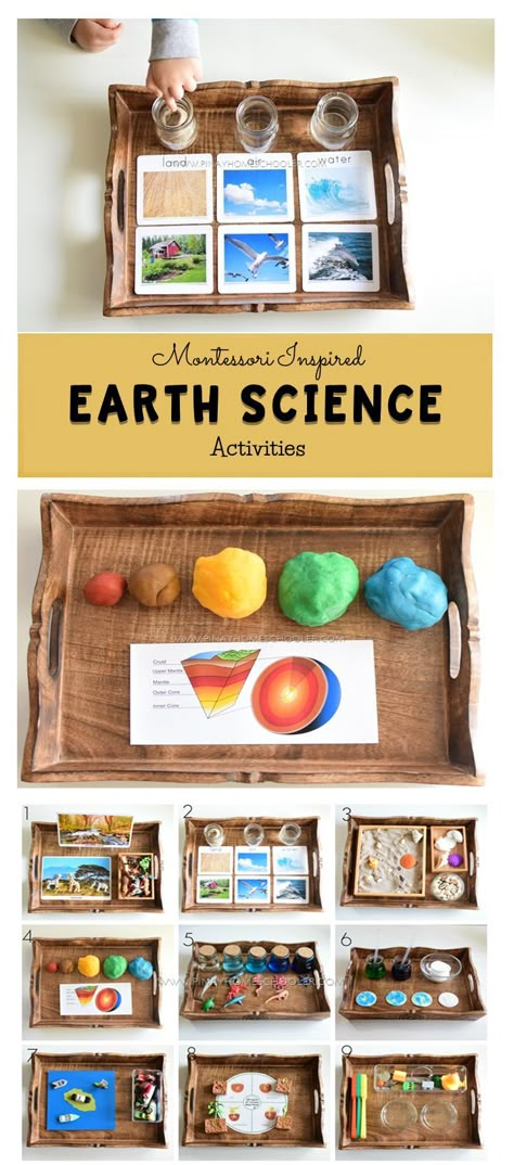 Earth Science for kids #science #kidsactivities #activitytrays #montessori #earthday Earth Science Activities, Montessori Science, Montessori Geography, Montessori Elementary, Montessori Lessons, Kid Science, Montessori Method, Diy Montessori, Montessori At Home