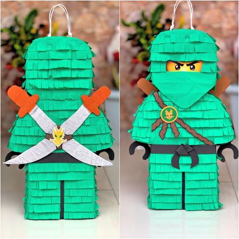 Ninjago Pinata Diy, Ninja Go Birthday Party, Lego Ninjago Party Decorations, Lego Ninjago Decorations, Ninja Lego Birthday Party, Ninjago Themed Birthday Party, Ninja Go Party Ideas, Lego Ninja Birthday Party, Ninjago Birthday Party Cake