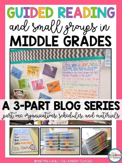 Guided Reading and Small Groups in Middle School PART I - The Hungry Teacher Middle School Reading Specialist, Academic Language, 6th Grade Reading, Reading Unit, Teaching Spelling, Teaching Vocabulary, Learning Stations, Elementary Teaching, Middle School Reading