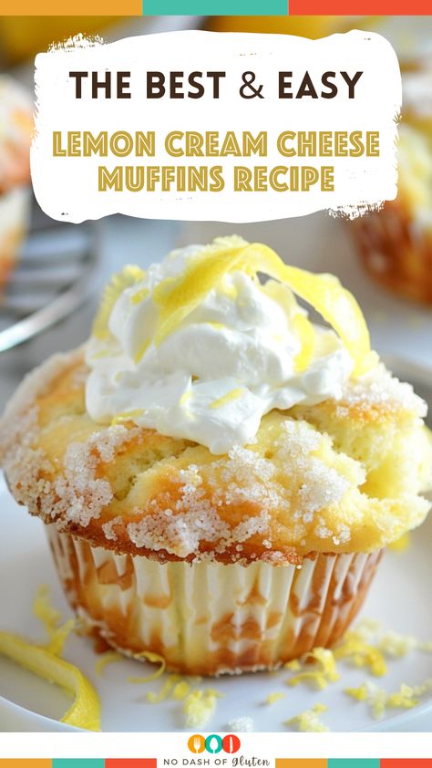 Lemon Cream Muffins, Lemon Muffins Recipes Easy, Top Muffin Recipes, Muffin Recipes Cream Cheese, Strussel Topping For Blueberry Muffins, Foods With Cream Cheese, Lemon Cream Cheese Dessert Recipes, Lemon Cream Cheese Muffins Recipes, Muffins For Brunch