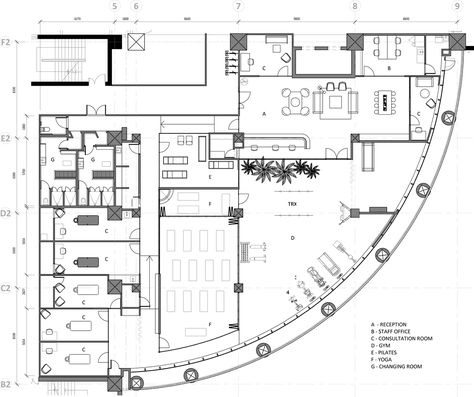 The Clinic,Floor Plan Circulation Plan, Rehabilitation Center Architecture, Psychology Clinic, Healthcare Architecture, Wellness Clinic, Spa Interior, Medical Design, Gym Flooring, Working Space