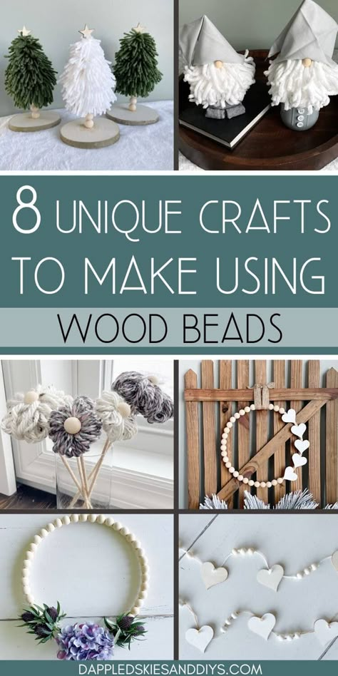 Projects With Wooden Beads, Round Wood Bead Crafts, Dollar Tree Wood Beads, Wood Bead Diy Ideas, Boho Crafts To Make And Sell, Wood Bead Vase Diy, Wood Bead Ideas, Things To Make With Wooden Beads, Wood Balls Decoration