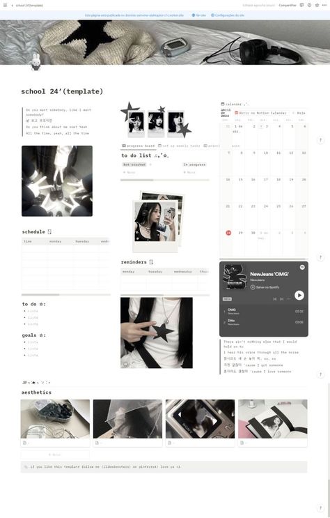 acubi notion template! ♡ Notion Aesthetic Black And White, Notion Template Ideas Mobile, Kpop Notion Template Ideas, Y2k Notion Template, To Do List Template Student, Aesthetic Notion School, Notion Black And White, Notion Widgets Aesthetic, Notion Script Template