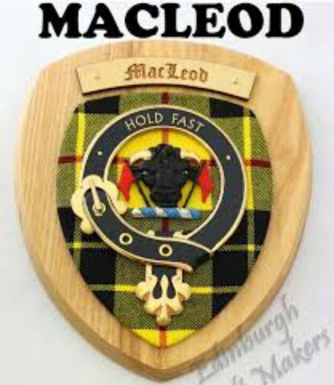 MacLeod Crest w/tartan Clan Mackenzie, Crest Tattoo, Clan Macdonald, Clan Mackenzie Scottish Highlands, Clan Macleod, Macleod Tartan, Wooden Wall Plaques, Light Colored Wood, Cape Breton