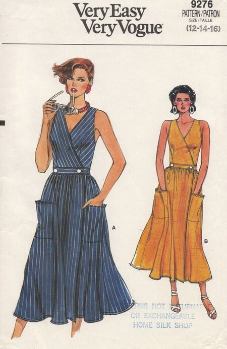 80s Vogue, Sundress Sewing Patterns, 60s Vintage Fashion, Vintage Wrap Dress, Wrap Dress Sewing Patterns, Vogue Dress Patterns, Sundress Pattern, Vintage Vogue Sewing Patterns, Patron Vintage